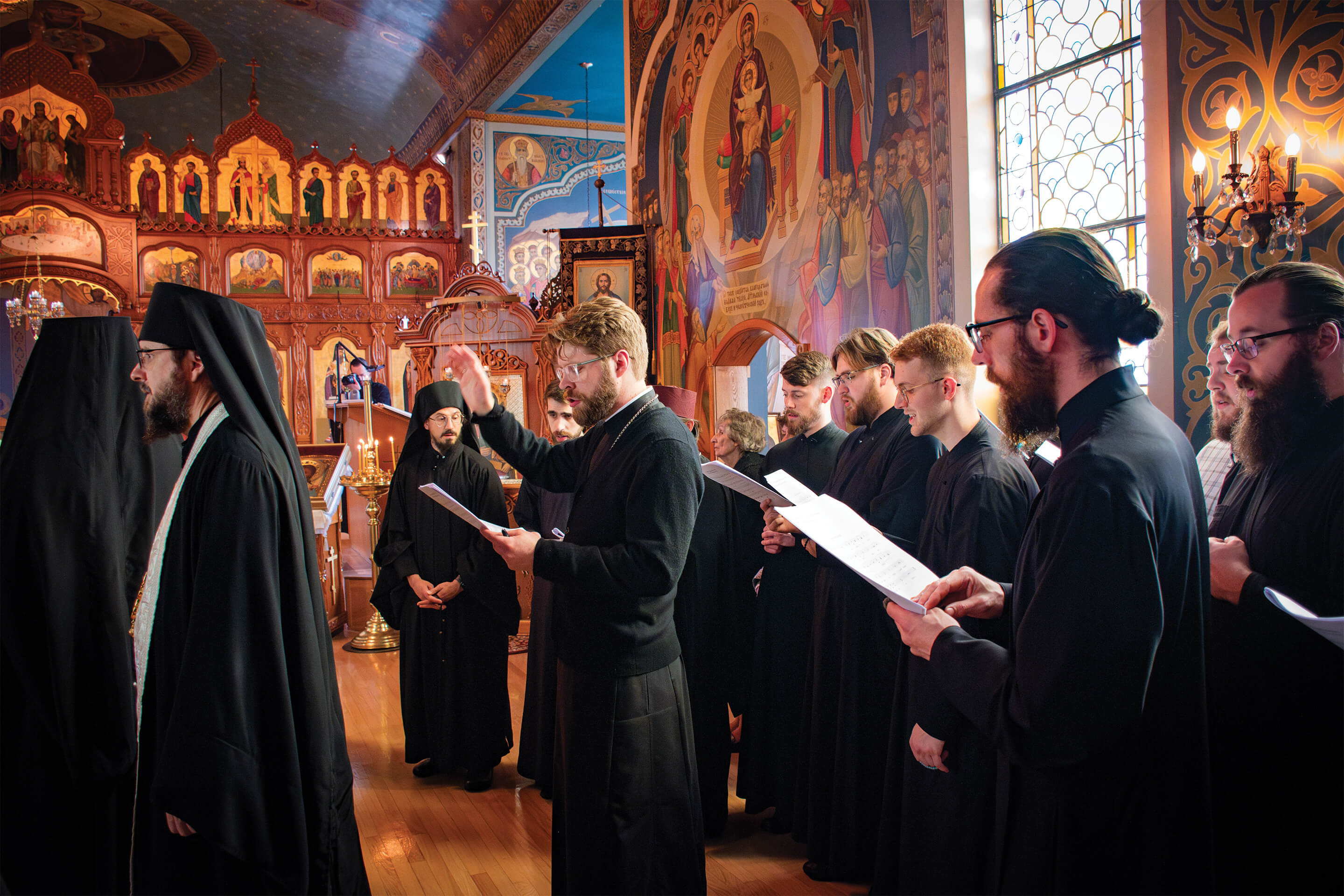 St. Tikhon's Seminary Community seminarians singing in the choir.