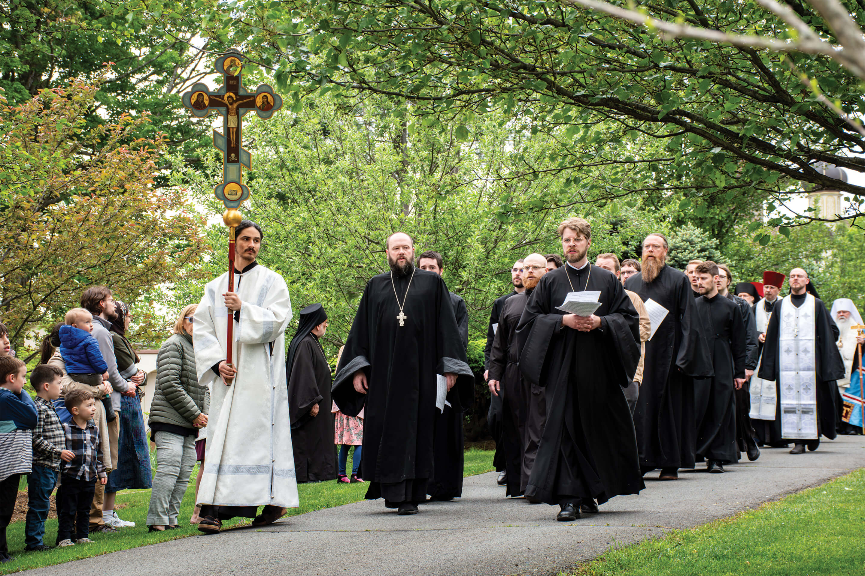 St. Tikhon's Seminary Community seminarians processing with the cross.