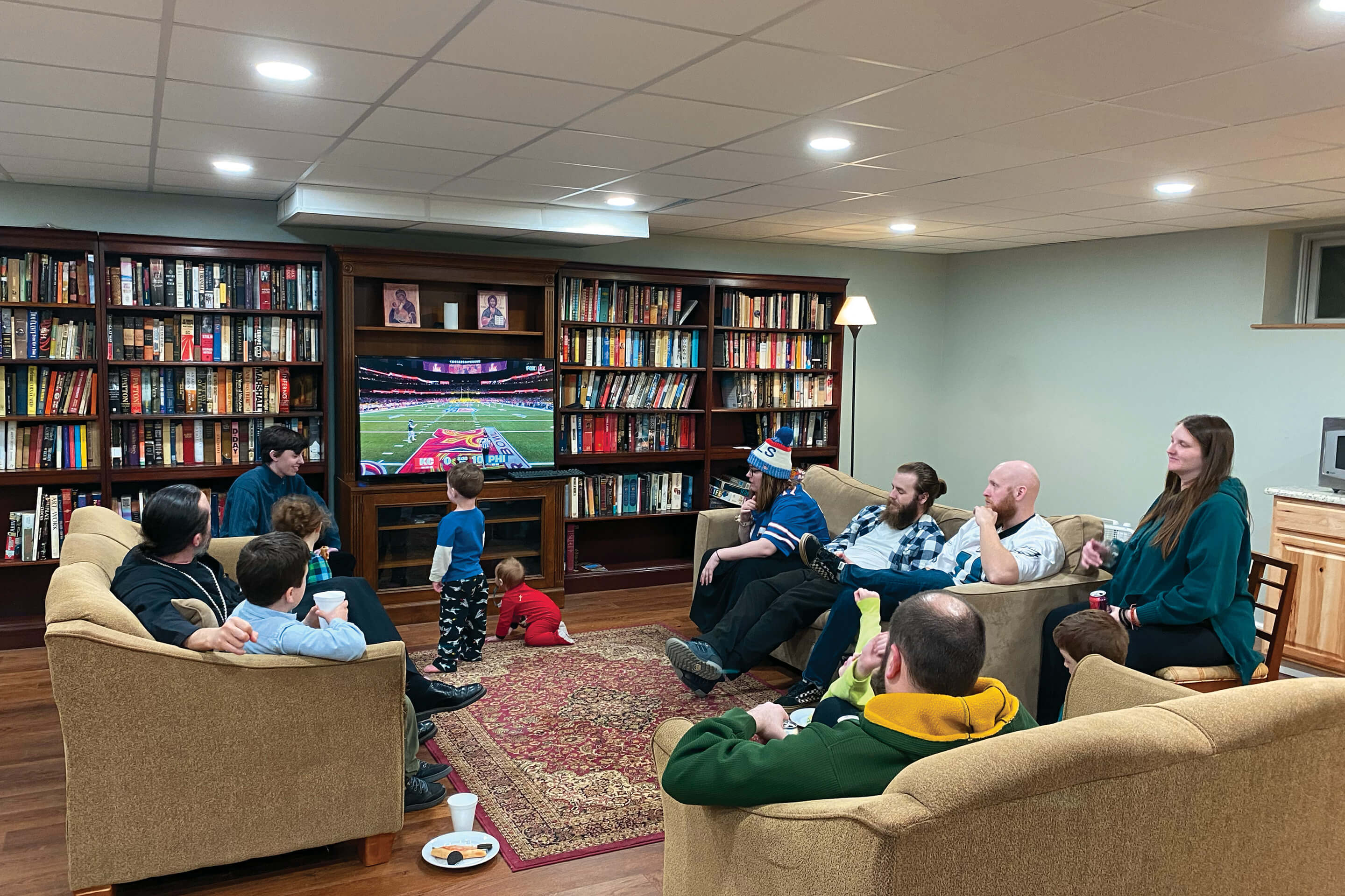 St. Tikhon's Seminary Community seminarians and their families gathered for the Super Bowl.