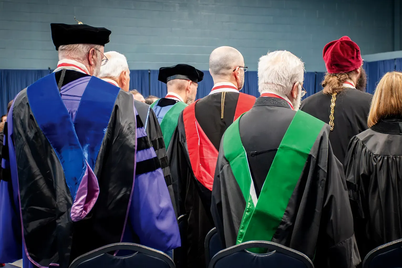 St. Tikhon's Seminary About our leadership and faculty leadership standing in ceremonial robes at commencement.